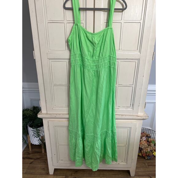 NWT LOFT size XL lime green linen blend maxi dress - Picture 1 of 4